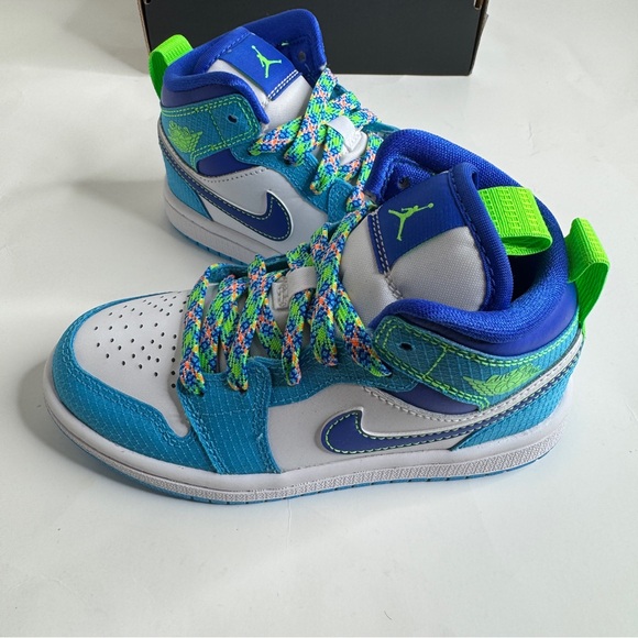 Nike Air Jordan 1 Mid SE PS 10.5C Sprite Powder Racer Blue Green DA8011-400 - Picture 2 of 8